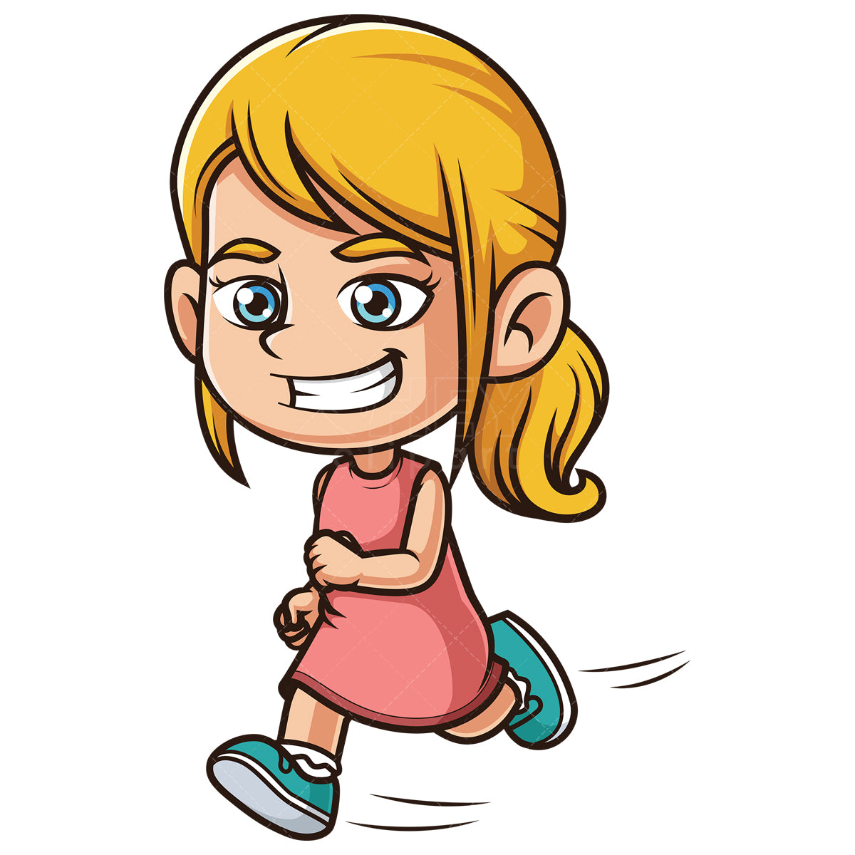 Royalty-free stock vector illustration of a caucasian girl running.