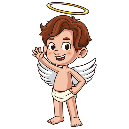 Royalty-free stock vector illustration of a cherub waving.