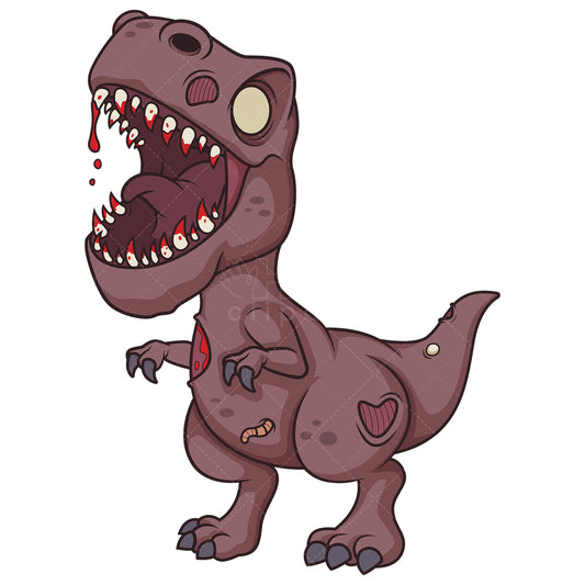 Royalty-free stock vector illustration of a creepy zombie dinosaur.