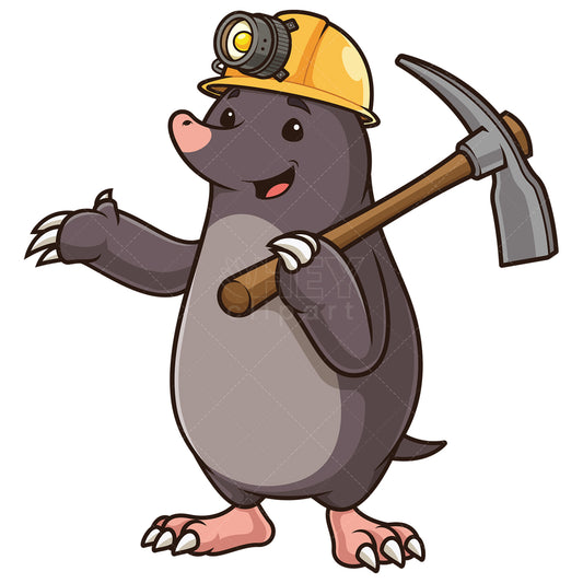 Royalty-free stock vector illustration of a cute mole worker.