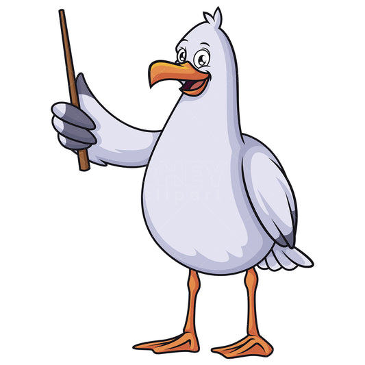 Royalty-free stock vector illustration of a cute seagull teaching.