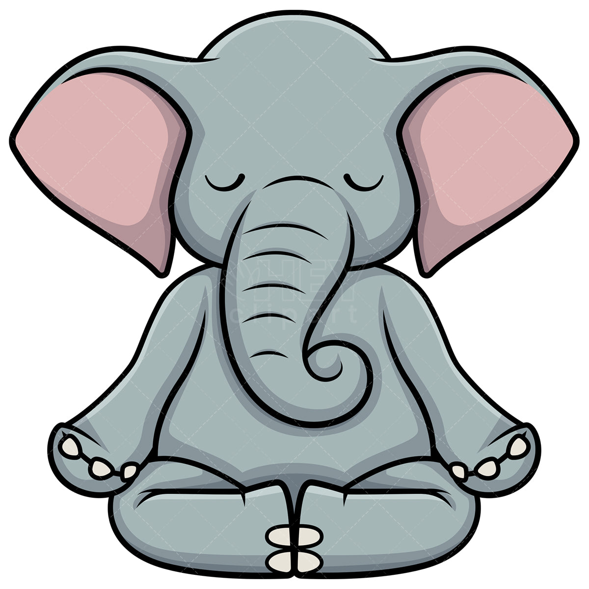 Royalty-free stock vector illustration of a elephant meditating.