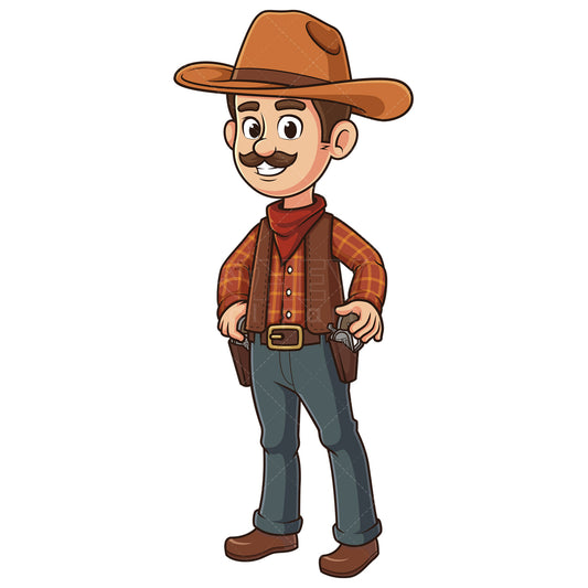 Royalty-free stock vector illustration of a happy cowboy.