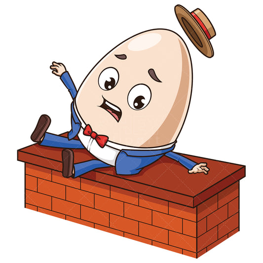 Royalty-free stock vector illustration of a humpty dumpty falling from wall.