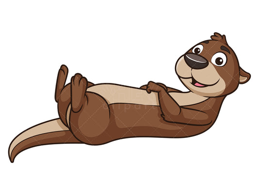 Royalty-free stock vector illustration of an otter lying on its back.