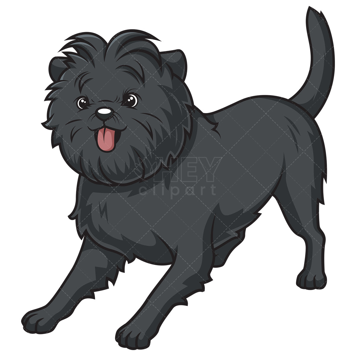 Royalty-free stock vector illustration of a playful affenpinscher.