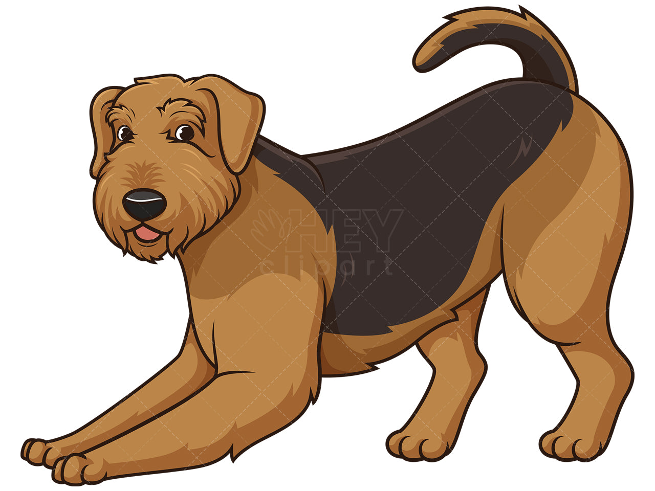 Royalty-free stock vector illustration of a playful airedale terrier.