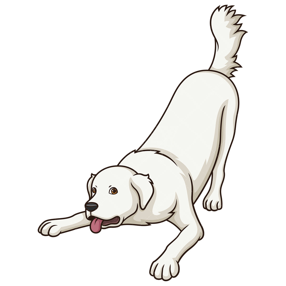 Royalty-free stock vector illustration of a playful great pyrenees dog.