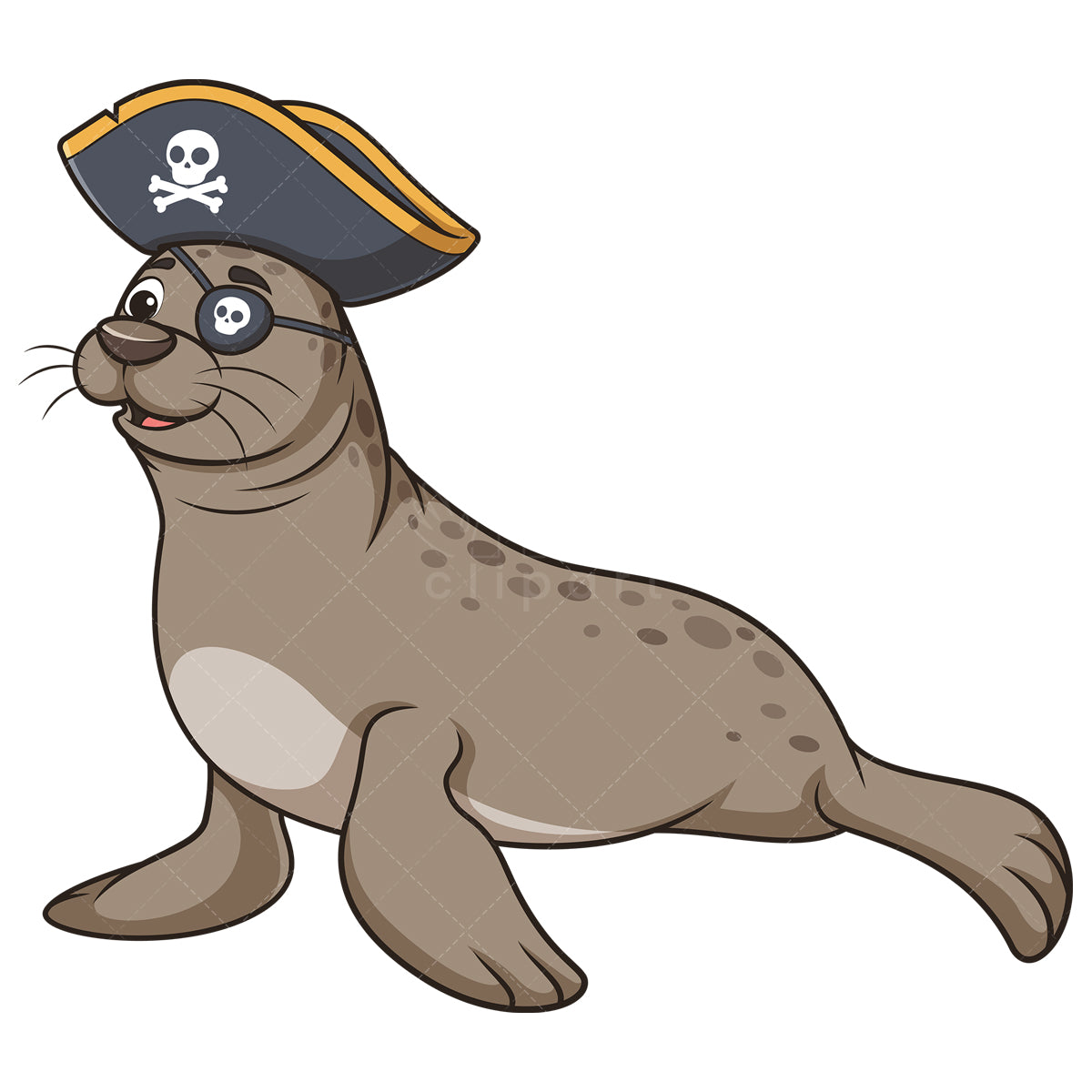 Royalty-free stock vector illustration of a sea lion pirate.