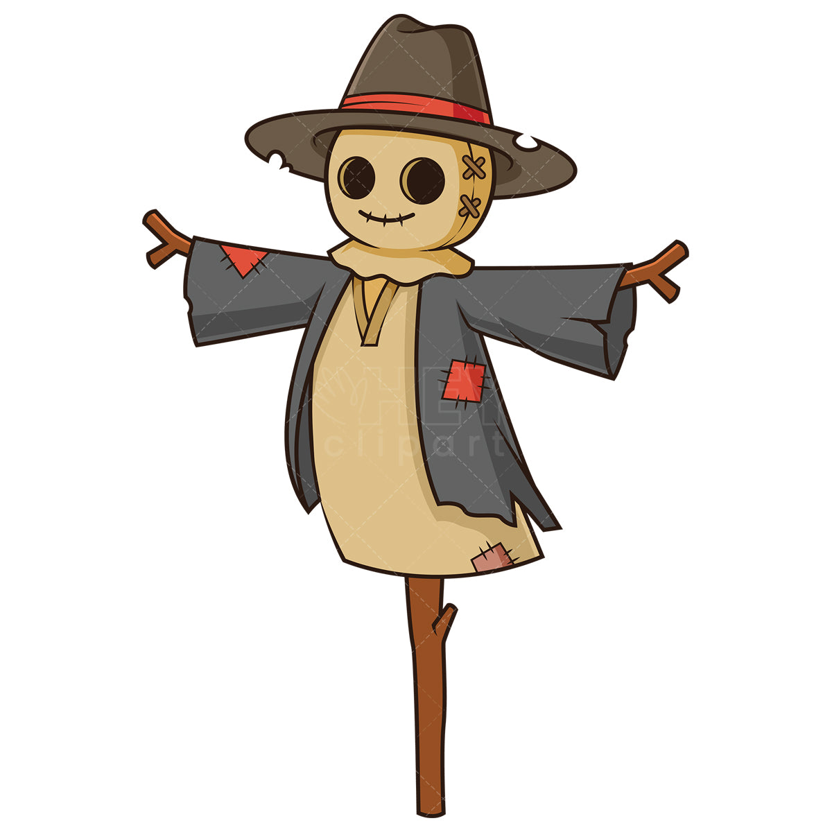 Royalty-free stock vector illustration of a simple scarecrow.