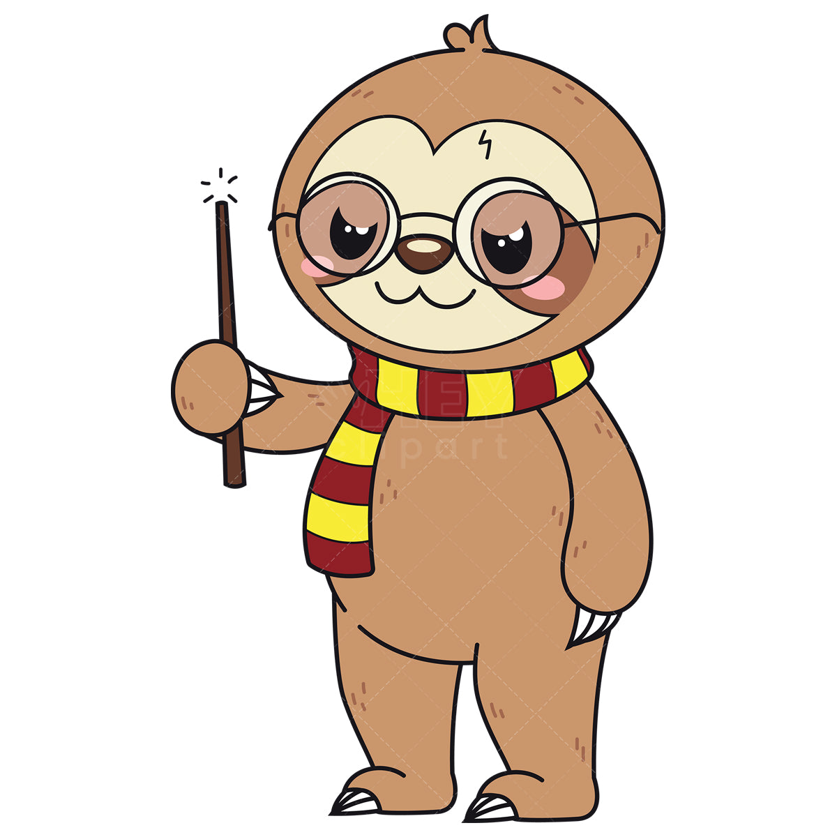 Royalty-free vector illustration of a sloth dressed as a wizard.