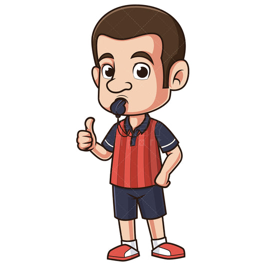 Royalty-free stock vector illustration of a soccer referee thumbs up.