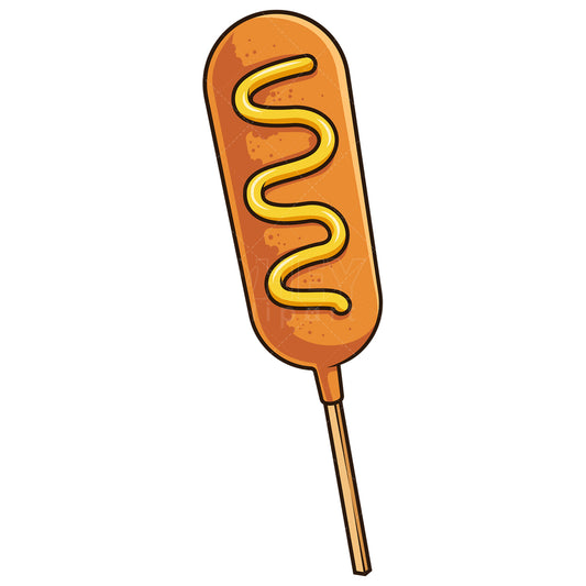 Royalty-free stock vector illustration of a tasty corndog.