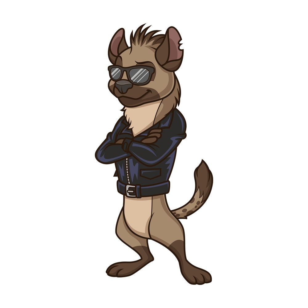 Badass hyena with sunglasses. PNG - JPG and vector EPS (infinitely scalable).