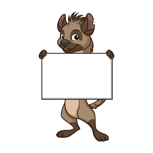 Hyena holding blank sign. PNG - JPG and vector EPS (infinitely scalable).