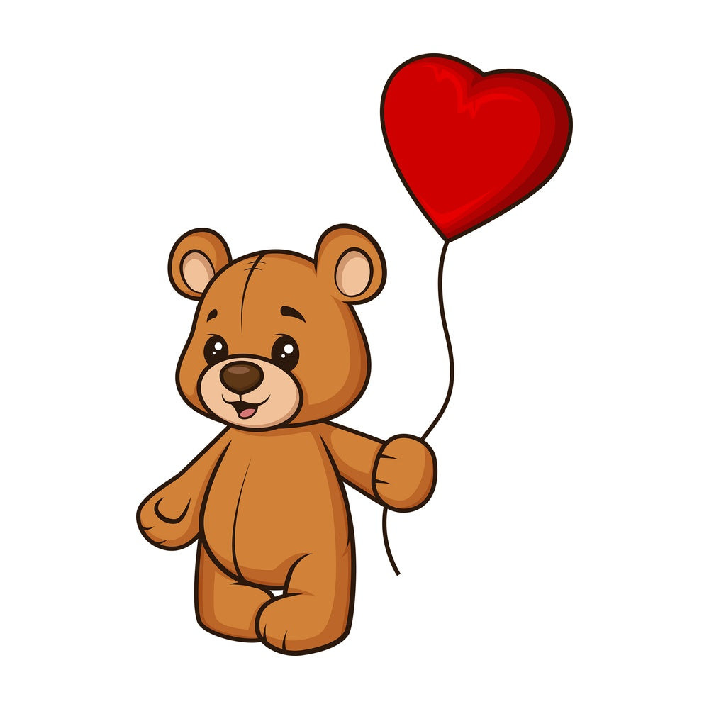 Teddy bear with heart balloon. PNG - JPG and vector EPS (infinitely scalable).