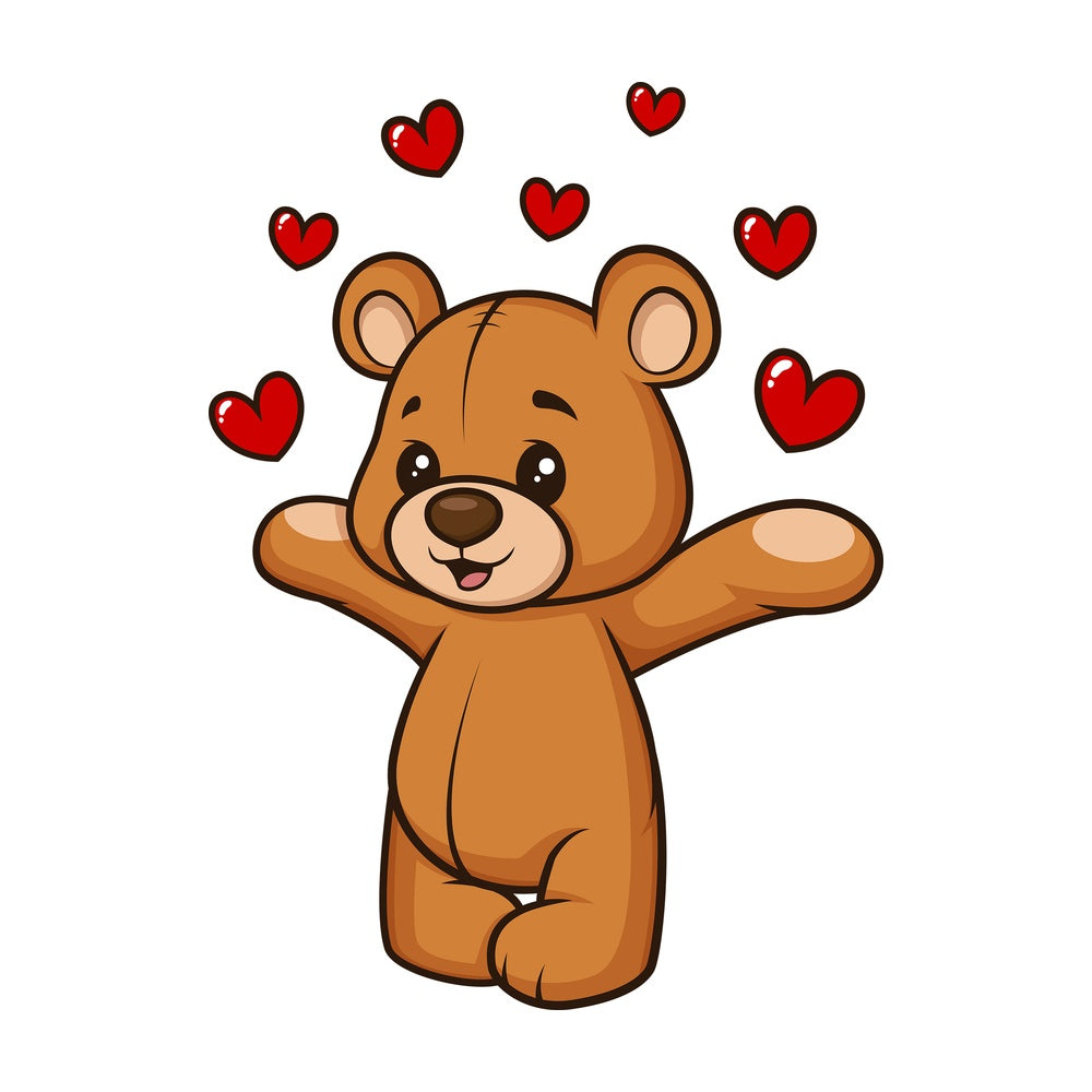 Teddy bear sending love. PNG - JPG and vector EPS (infinitely scalable).