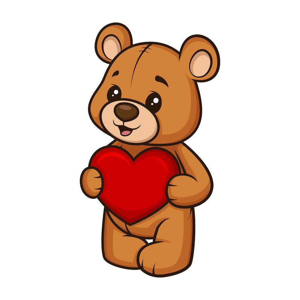 Teddy bear holding heart. PNG - JPG and vector EPS (infinitely scalable).
