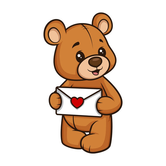Teddy bear holding love letter. PNG - JPG and vector EPS (infinitely scalable).