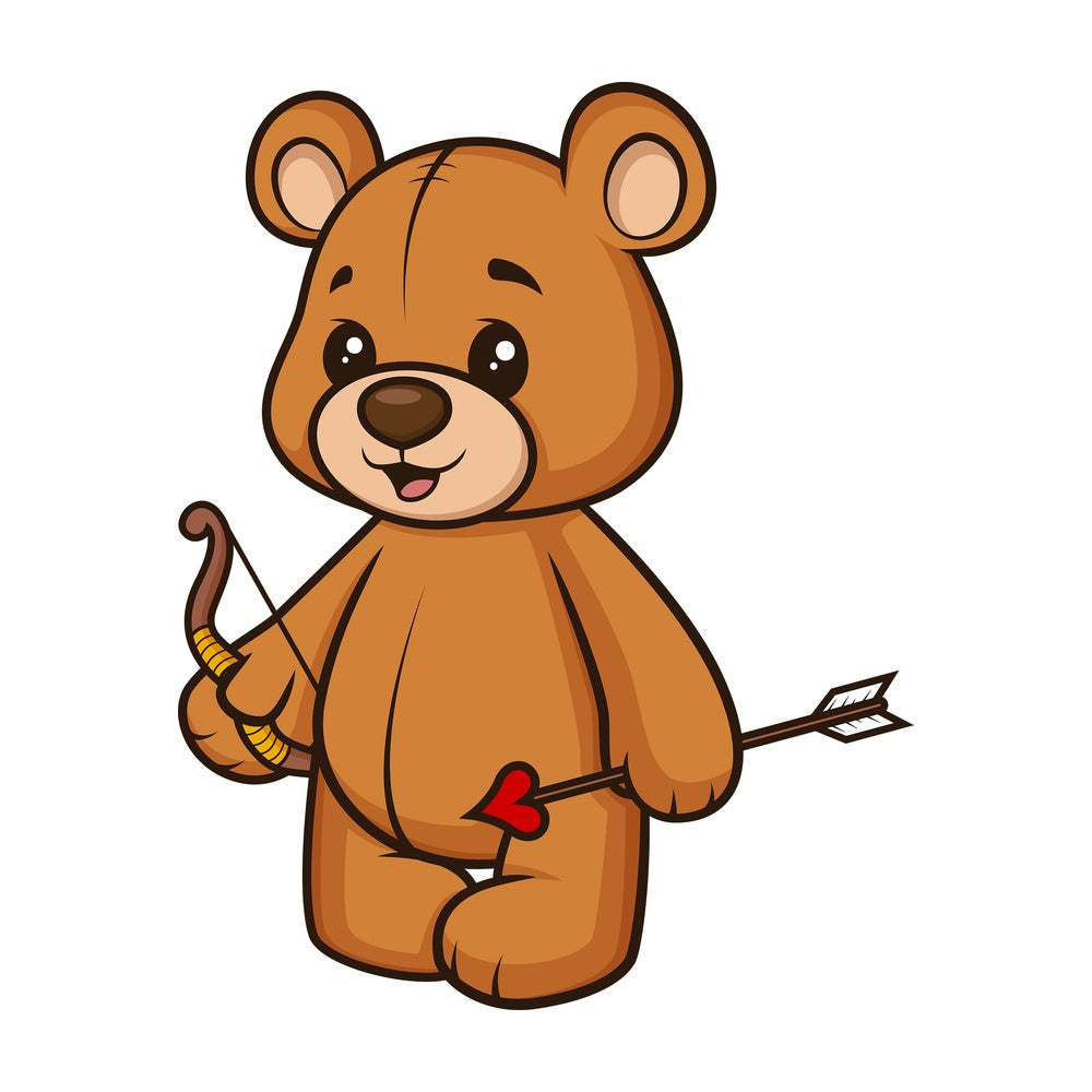 Teddy bear bow and arrow like cupid. PNG - JPG and vector EPS (infinitely scalable).
