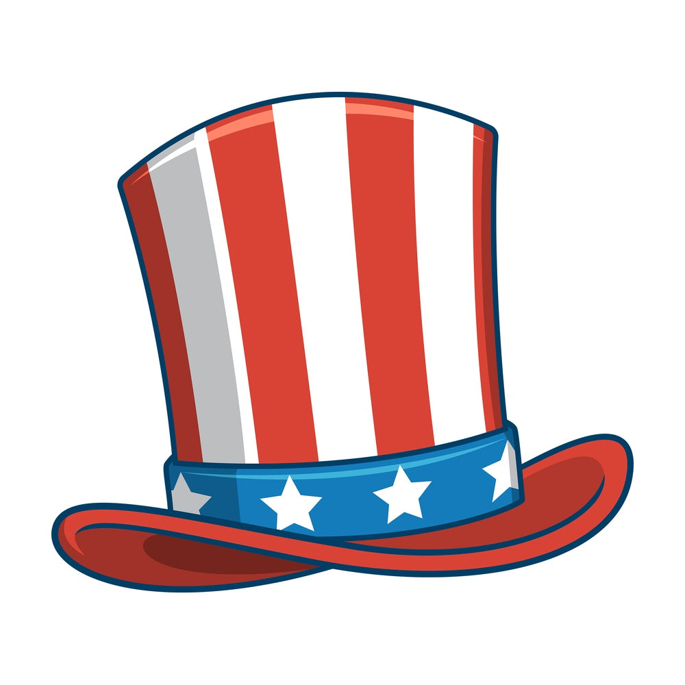 Patriotic top hat. PNG - JPG and vector EPS file formats (infinitely scalable). Image isolated on transparent background.