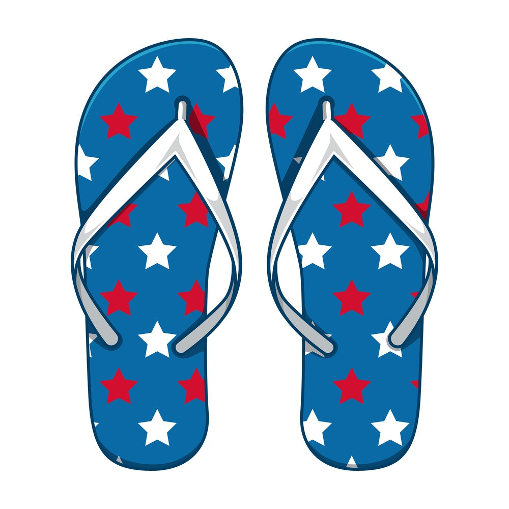 Patriotic sandals. PNG - JPG and vector EPS file formats (infinitely scalable). Image isolated on transparent background.