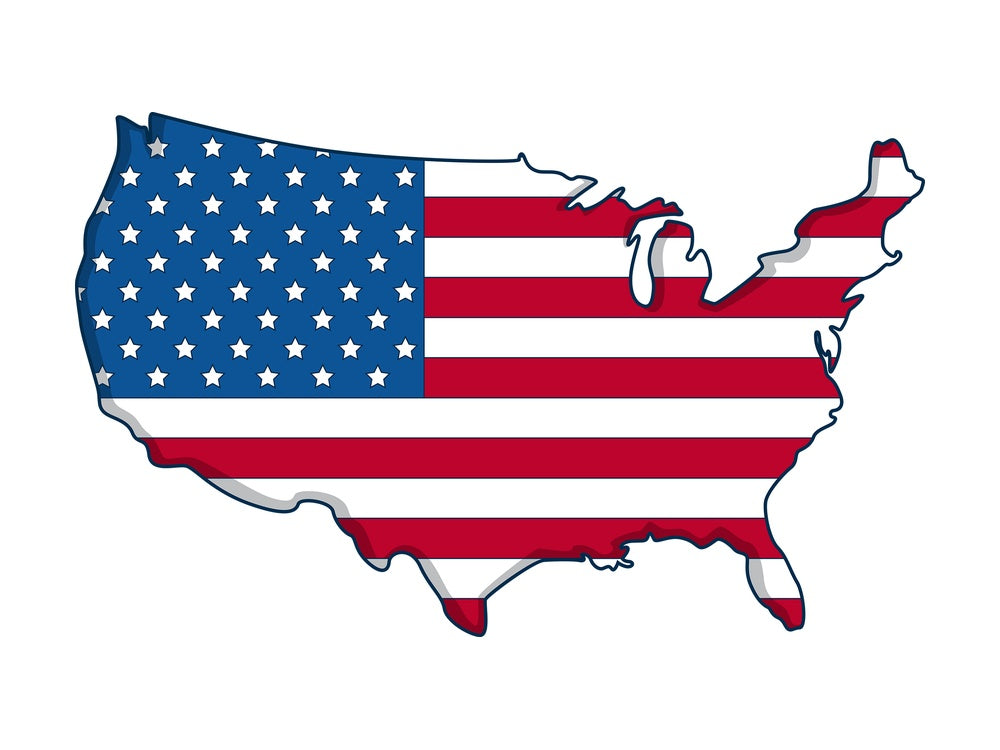 USA flag territory map. PNG - JPG and vector EPS file formats (infinitely scalable). Image isolated on transparent background.