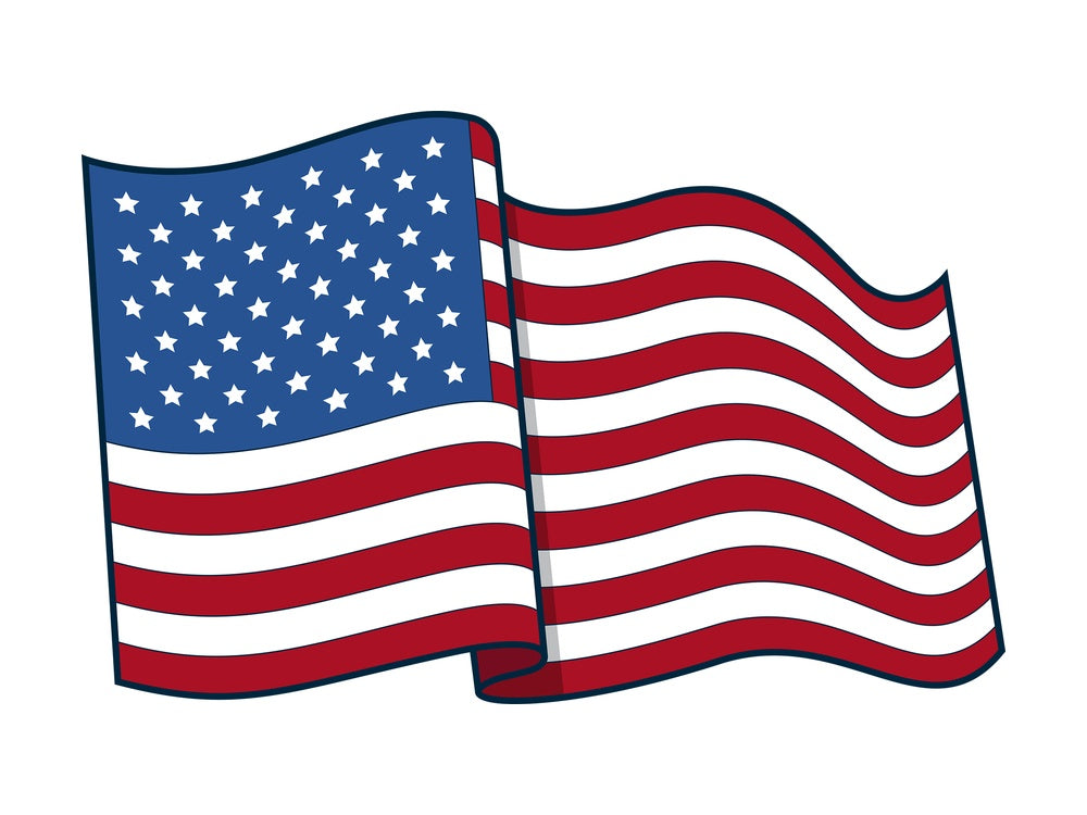 Waving american flag. PNG - JPG and vector EPS file formats (infinitely scalable). Image isolated on transparent background.