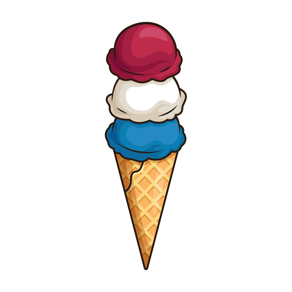 Patriotic ice cream cone. PNG - JPG and vector EPS file formats (infinitely scalable). Image isolated on transparent background.