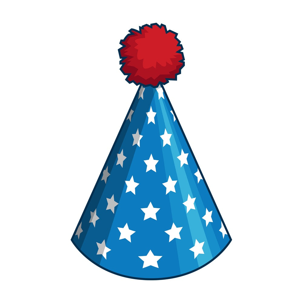 Patriotic party hat. PNG - JPG and vector EPS file formats (infinitely scalable). Image isolated on transparent background.