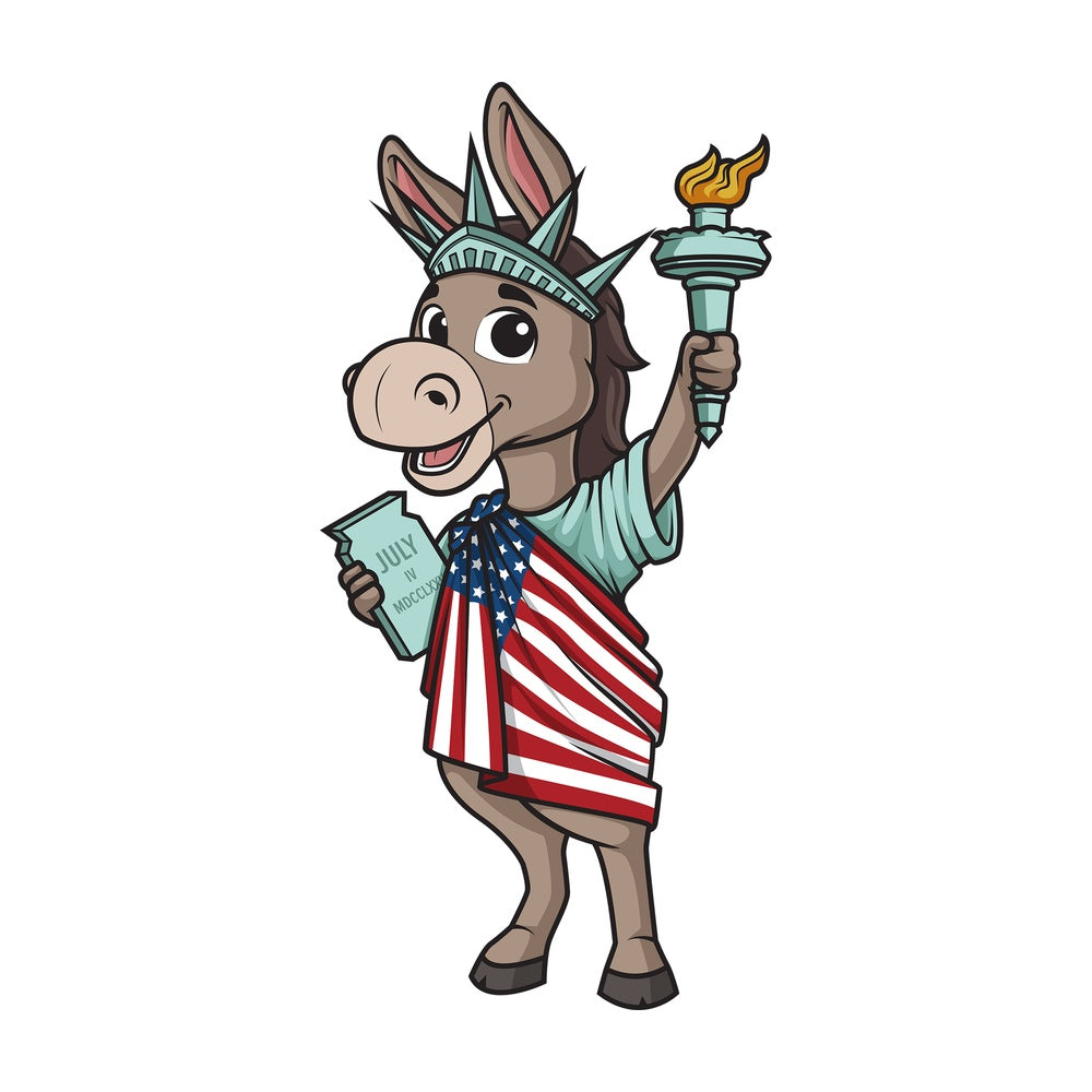 Democratic donkey statue of liberty. PNG - JPG and vector EPS (infinitely scalable).