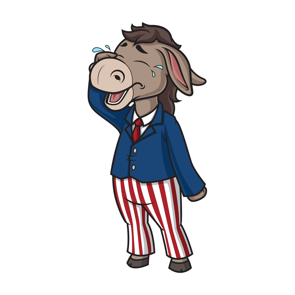Crying democratic donkey. PNG - JPG and vector EPS (infinitely scalable).