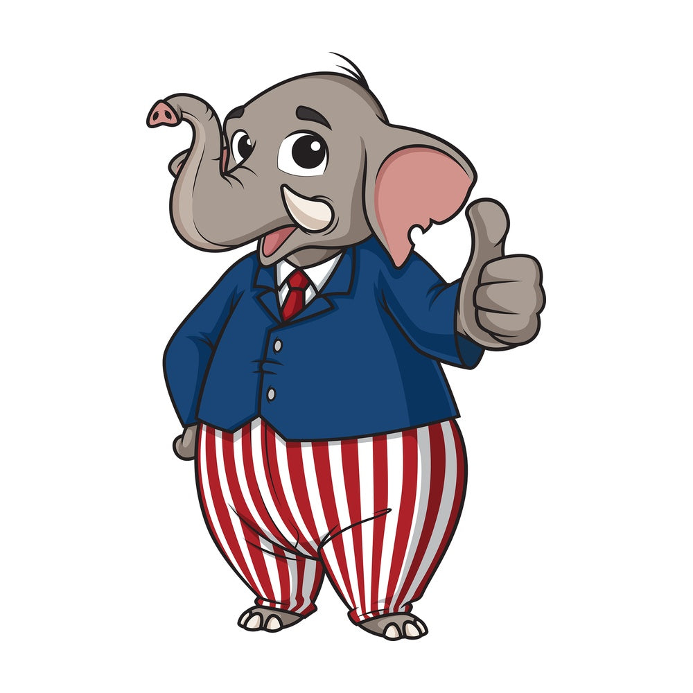 Republican elephant thumbs up. PNG - JPG and vector EPS (infinitely scalable).