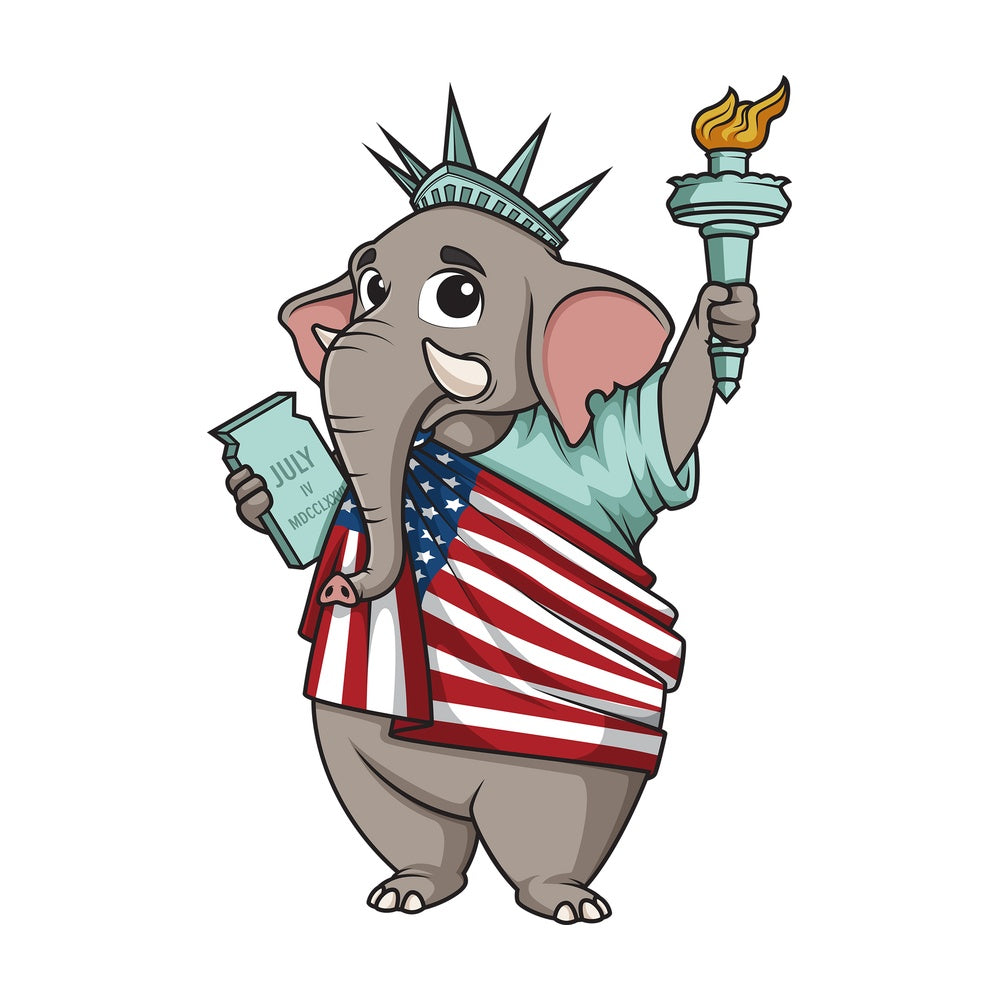 Republican elephant statue of liberty. PNG - JPG and vector EPS (infinitely scalable).