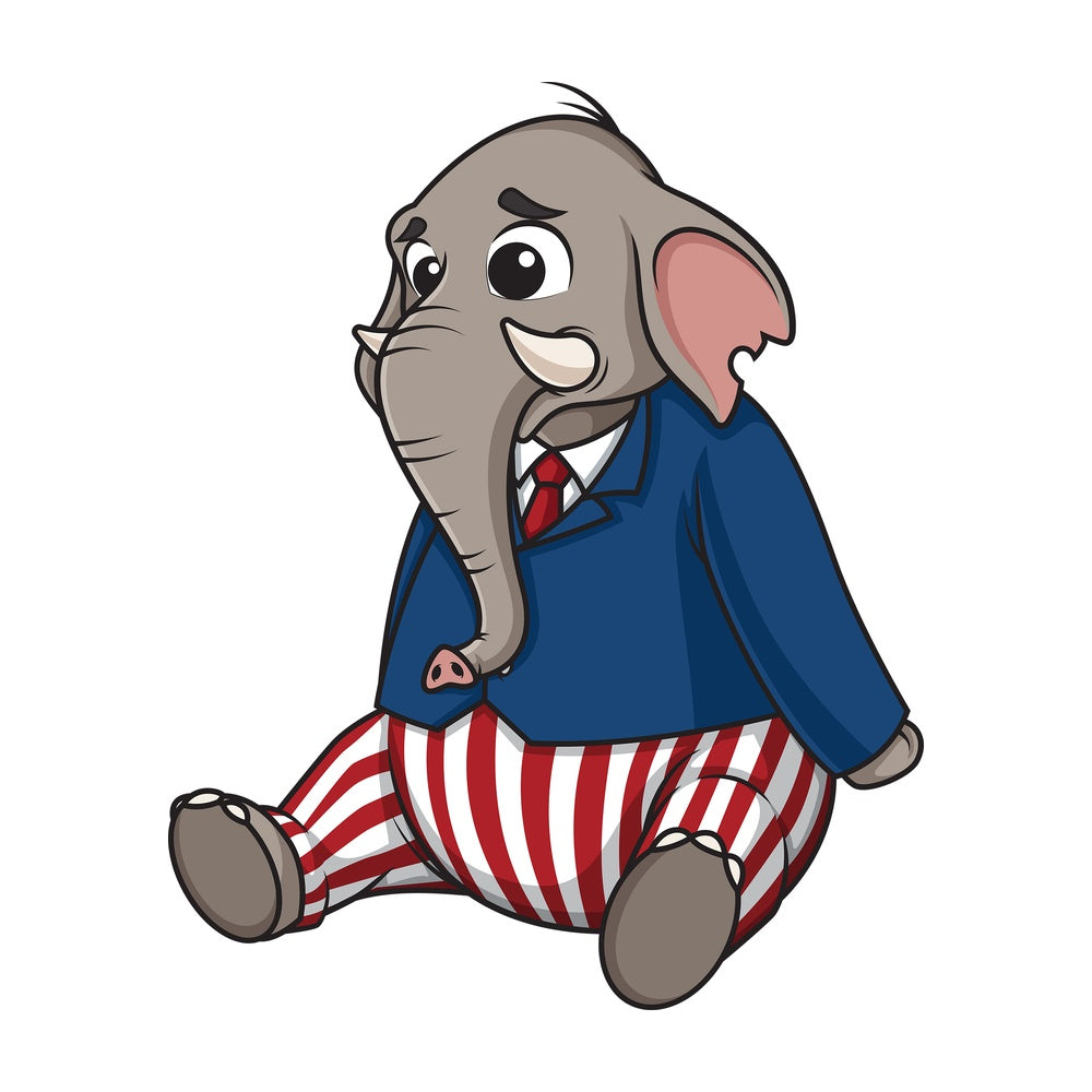 Sad republican elephant. PNG - JPG and vector EPS (infinitely scalable).