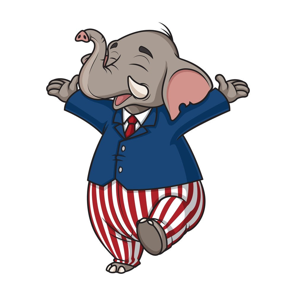 Happy republican elephant. PNG - JPG and vector EPS (infinitely scalable).