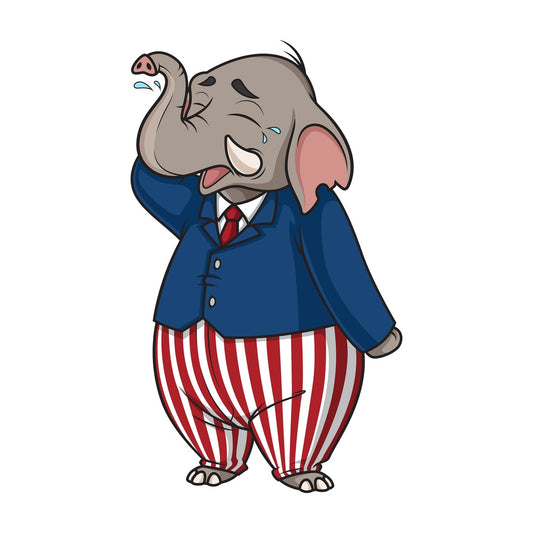 Crying republican elephant. PNG - JPG and vector EPS (infinitely scalable).