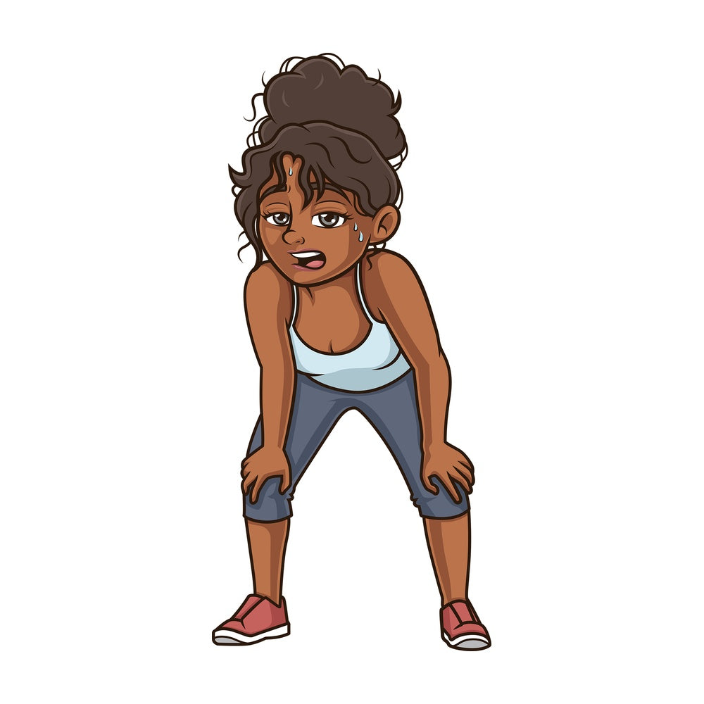 Exhausted black woman. PNG - JPG and vector EPS (infinitely scalable).