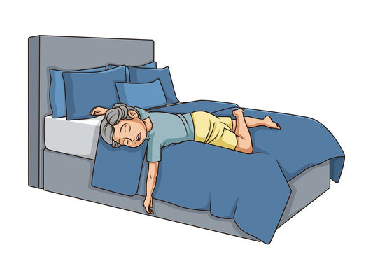 Exhausted old woman in bed. PNG - JPG and vector EPS (infinitely scalable).