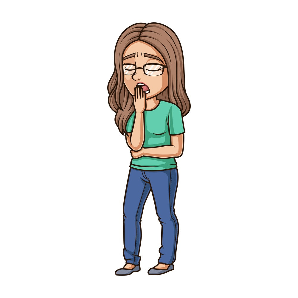 Young woman yawning. PNG - JPG and vector EPS (infinitely scalable).