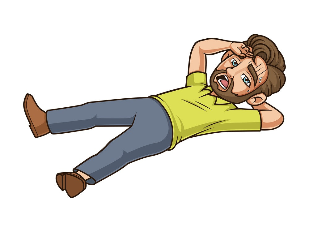 Caucasian man lying tired on floor. PNG - JPG and vector EPS (infinitely scalable).
