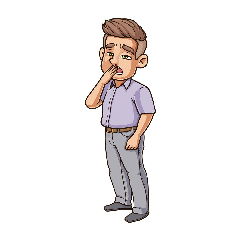 Tired caucasian man yawning. PNG - JPG and vector EPS (infinitely scalable).