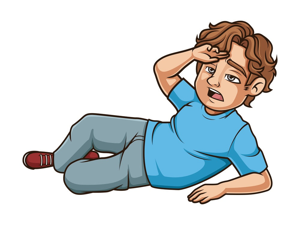 Fatigued caucasian man passing out. PNG - JPG and vector EPS (infinitely scalable).