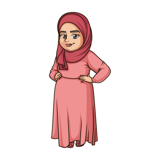 Chubby muslim woman wearing hijab. PNG - JPG and vector EPS (infinitely scalable).