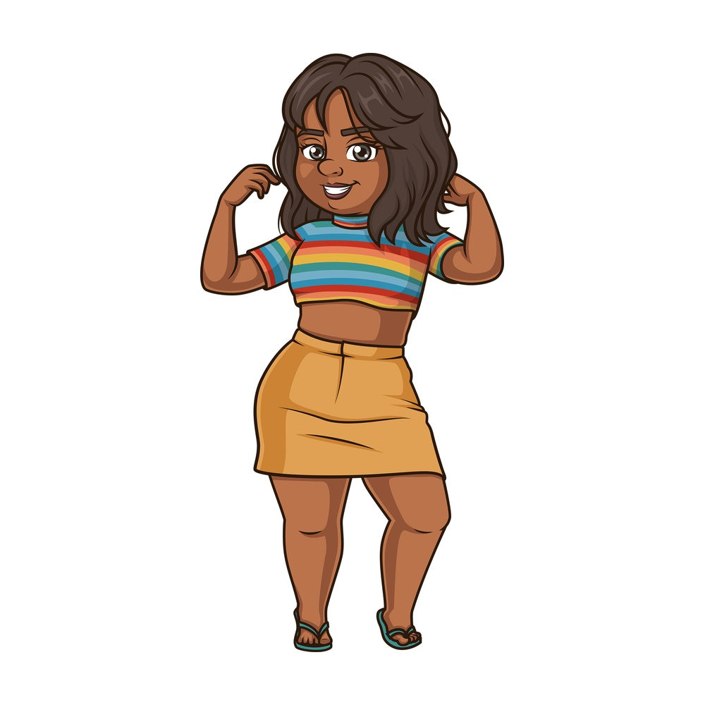 Chubby african-american woman. PNG - JPG and vector EPS (infinitely scalable).