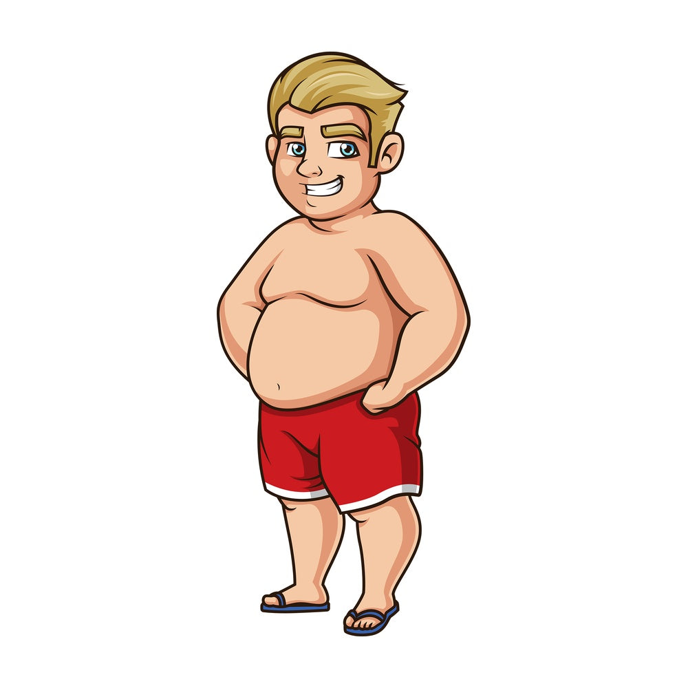 Large man in swim trunks. PNG - JPG and vector EPS (infinitely scalable).