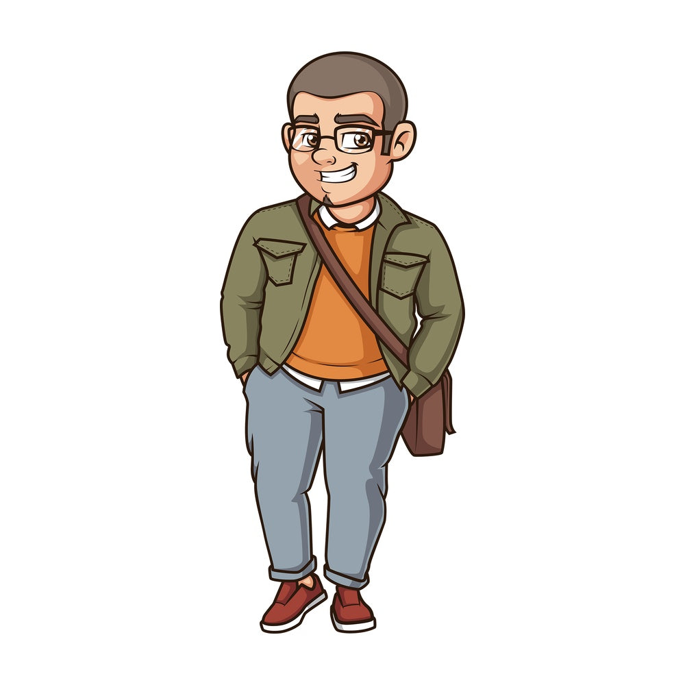 Large man with glasses. PNG - JPG and vector EPS (infinitely scalable).