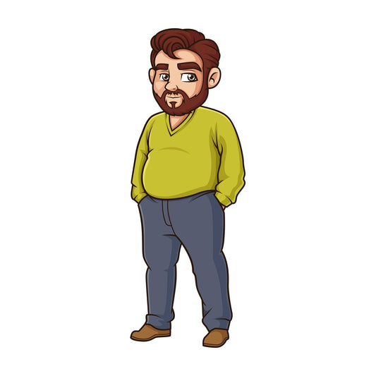 Large middle-aged man. PNG - JPG and vector EPS (infinitely scalable).
