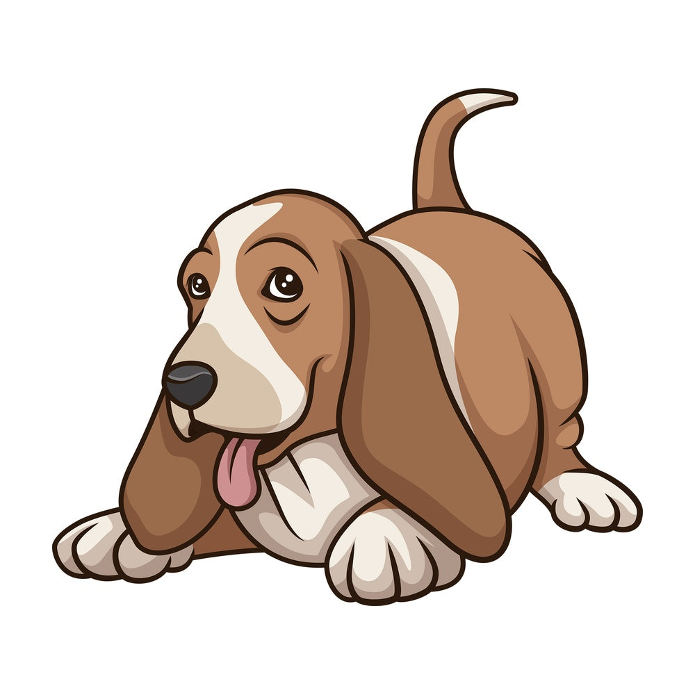 Playful basset hound. PNG - JPG and vector EPS (infinitely scalable).