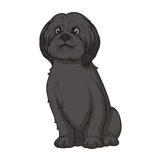 Black shih tzu sitting. PNG - JPG and vector EPS (infinitely scalable).